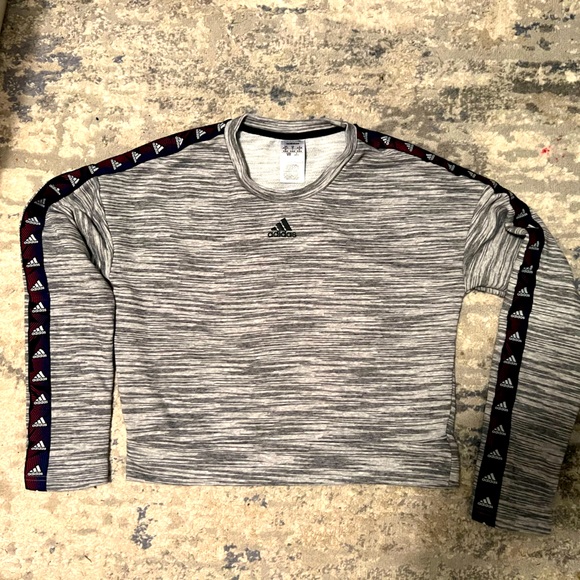 Adidas Crop Top Crew Neck Sweatshirt - Picture 2 of 9